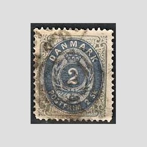 FRIMRKER DANMARK | 1871-74 - AFA 16 - 2 Skilling gr/bl - Stemplet