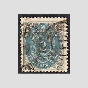 FRIMRKER DANMARK | 1871-74 - AFA 16 - 2 Skilling gr/bl - Stemplet