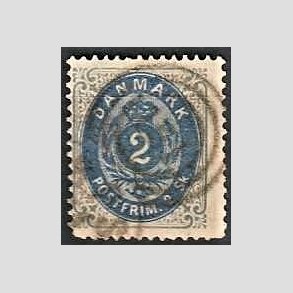 FRIMRKER DANMARK | 1871-74 - AFA 16 - 2 Skilling gr/bl - Stemplet