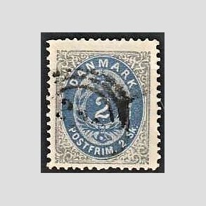 FRIMRKER DANMARK | 1871-74 - AFA 16 - 2 Skilling gr/bl - Stemplet