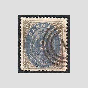 FRIMRKER DANMARK | 1871-74 - AFA 16 - 2 Skilling gr/bl - Stemplet