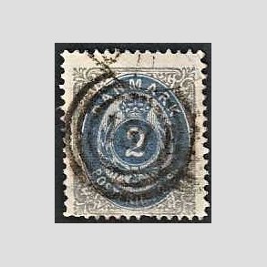 FRIMRKER DANMARK | 1871-74 - AFA 16 - 2 Skilling gr/bl - Stemplet