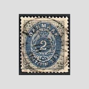 FRIMRKER DANMARK | 1871-74 - AFA 16 - 2 Skilling gr/bl - Stemplet
