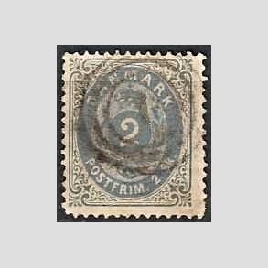 FRIMRKER DANMARK | 1871-74 - AFA 16 - 2 Skilling gr/bl - Stemplet