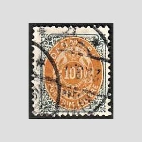FRIM�RKER DANMARK | 1895 - AFA 31B - 100 �re gr�/gul - Stemplet