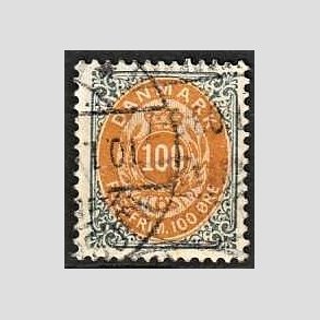 FRIM�RKER DANMARK | 1895 - AFA 31B - 100 �re gr�/gul - Stemplet