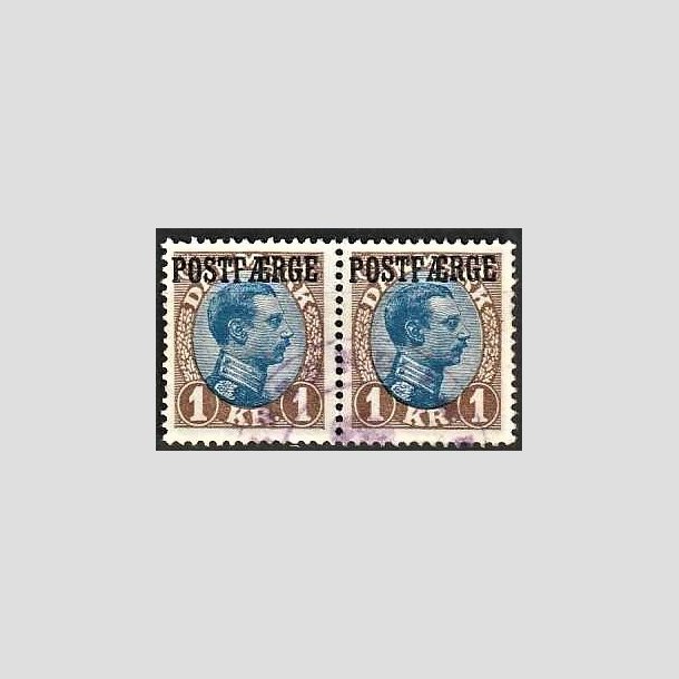 FRIMRKER DANMARK | 1922-26 - AFA 8a - 1 Kr. brun/bl Postfrge i par - Stemplet