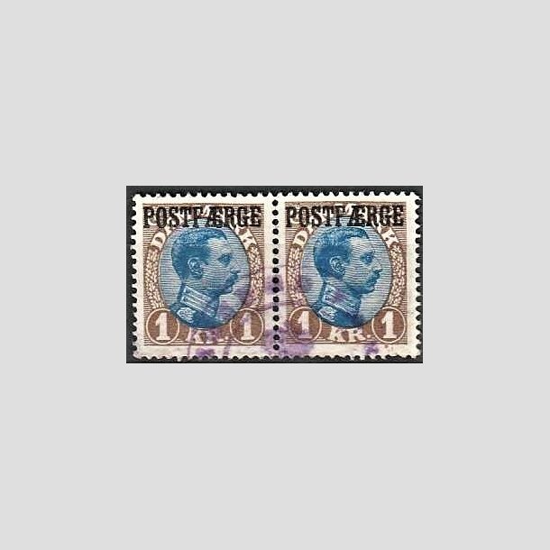 FRIMRKER DANMARK | 1922-26 - AFA 8a - 1 Kr. brun/bl Postfrge i par - Stemplet