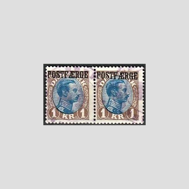 FRIMRKER DANMARK | 1922-26 - AFA 8a - 1 Kr. brun/bl Postfrge i par - Stemplet