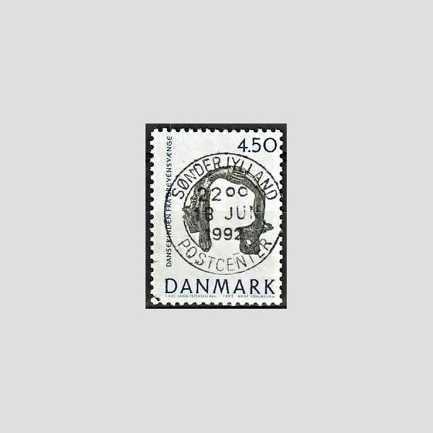 FRIMRKER DANMARK | 1992 - AFA 1008 - Nationalmuseets samlinger - 4,50 Kr. bl/grn - Lux Stemplet