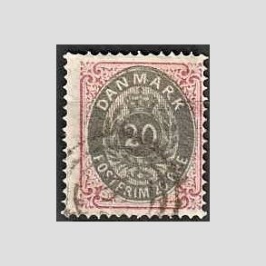 FRIM�RKER DANMARK | 1875 - AFA 28 - 20 �re r�d/gr� - Stemplet