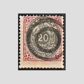 FRIM�RKER DANMARK | 1875 - AFA 28 - 20 �re r�d/gr� - Stemplet