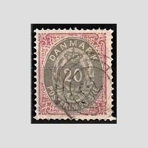 FRIM�RKER DANMARK | 1875 - AFA 28 - 20 �re r�d/gr� - Stemplet
