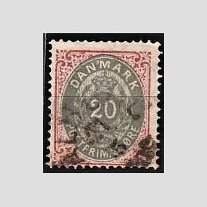 FRIM�RKER DANMARK | 1875 - AFA 28 - 20 �re r�d/gr� - Stemplet