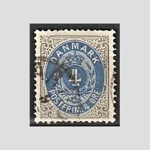 FRIM�RKER DANMARK | 1875 - AFA 23a - 4 �re gr�/ultramarin - Stemplet