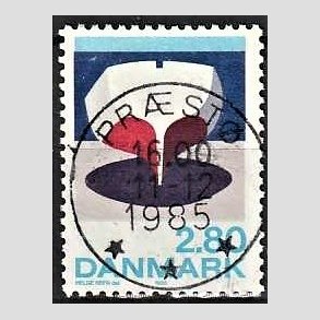 FRIM�RKER DANMARK | 1985 - AFA 845 - Kunst Helge Refn - 2,80 Kr. flerfarvet - Pragt Stemplet Pr�st�