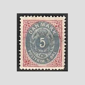 FRIM�RKER DANMARK | 1875 - AFA 24 - 5 �re r�d/bl� - Ubrugt