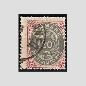 FRIM�RKER DANMARK | 1875 - AFA 28 - 20 �re r�d/gr� - Stemplet