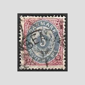 FRIM�RKER DANMARK | 1875 - AFA 24 - 5 �re r�d/bl� omv. vm. - Stemplet
