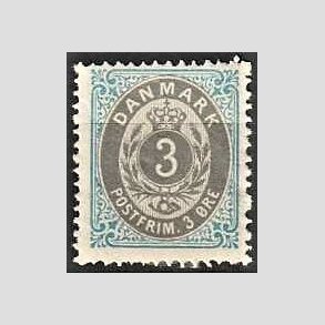 FRIM�RKER DANMARK | 1875 - AFA 22y - 3 �re bl�/gr� - Ubrugt