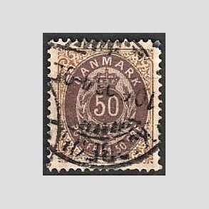 FRIM�RKER DANMARK | 1875 - AFA 30 - 50 �re brun/lilla omv. vm. - Stemplet