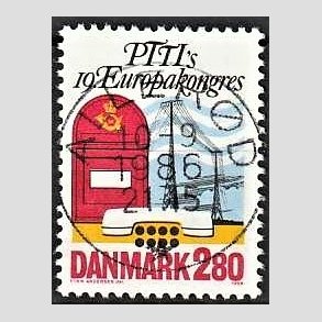 FRIM�RKER DANMARK | 1986 - AFA 863 - Europakongres i K�benhavn - 2,80 Kr. flerfarvet - Pragt Stemplet