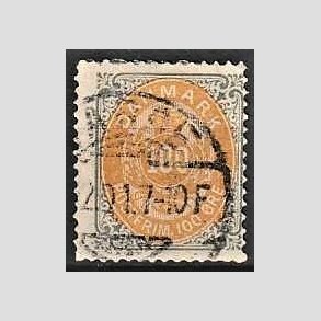 FRIM�RKER DANMARK | 1875 - AFA 31 - 100 �re gr�/gul - Stemplet