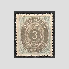 FRIM�RKER DANMARK | 1875 - AFA 22y - 3 �re bl�/gr� - Postfrisk