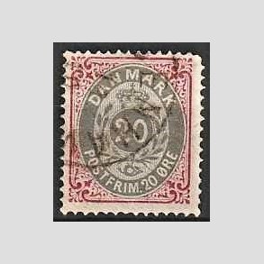 FRIM�RKER DANMARK | 1875 - AFA 28 - 20 �re r�d/gr� - Stemplet
