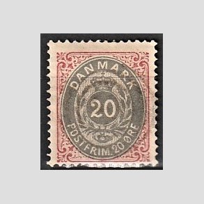 FRIM�RKER DANMARK | 1875 - AFA 28 - 20 �re r�d/gr� - Stemplet