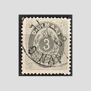 FRIM�RKER DANMARK | 1875 - AFA 22a - 3 �re ultramarin/gr� - Stemplet
