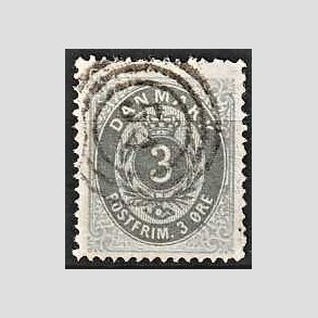FRIM�RKER DANMARK | 1875 - AFA 22a - 3 �re ultramarin/gr� - Stemplet