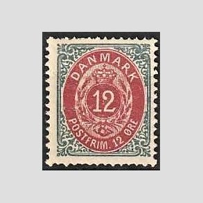FRIM�RKER DANMARK | 1875 - AFA 26ay - 12 �re gr�/r�d - Ubrugt