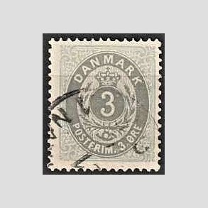 FRIM�RKER DANMARK | 1875 - AFA 22a - 3 �re ultramarin/gr� - Stemplet