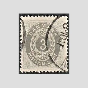 FRIM�RKER DANMARK | 1875 - AFA 22a - 3 �re ultramarin/gr� - Stemplet