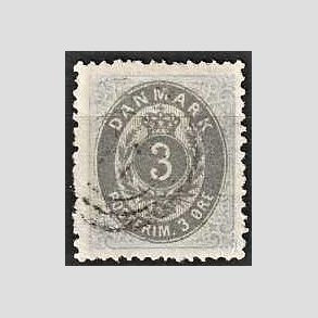 FRIM�RKER DANMARK | 1875 - AFA 22a - 3 �re ultramarin/gr� - Stemplet