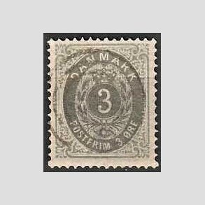 FRIM�RKER DANMARK | 1875 - AFA 22a - 3 �re ultramarin/gr� - Stemplet