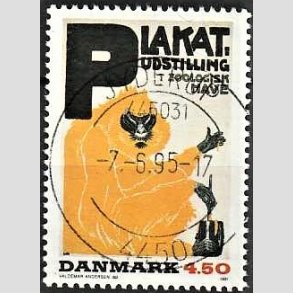 FRIM�RKER DANMARK | 1991 - AFA 1000 - Dansk Plakatkunst - 4,50 Kr. flerfarvet - Pragt Stemplet Jyderup