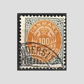 FRIM�RKER DANMARK | 1895 - AFA 31B - 100 �re gr�/gul - Stemplet