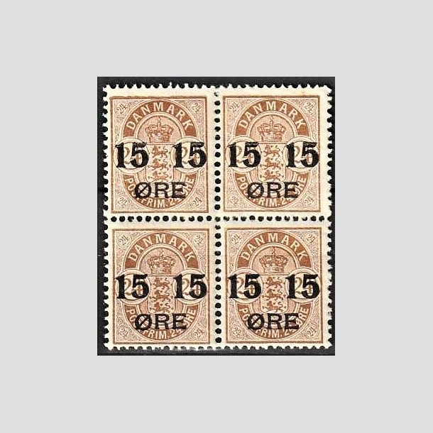 FRIMRKER DANMARK | 1904 - AFA 41z,41 - 15/24 re brun provisorier i 4-blok - Postfrisk