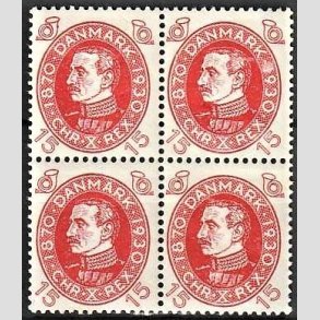 FRIMRKER DANMARK | 1930 - AFA 190 - Chr. X 60 r 15 re rd i 4-blok - Ubrugt