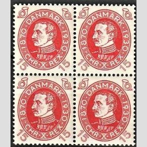 FRIMRKER DANMARK | 1930 - AFA 190 - Chr. X 60 r 15 re rd i 4-blok - Postfrisk