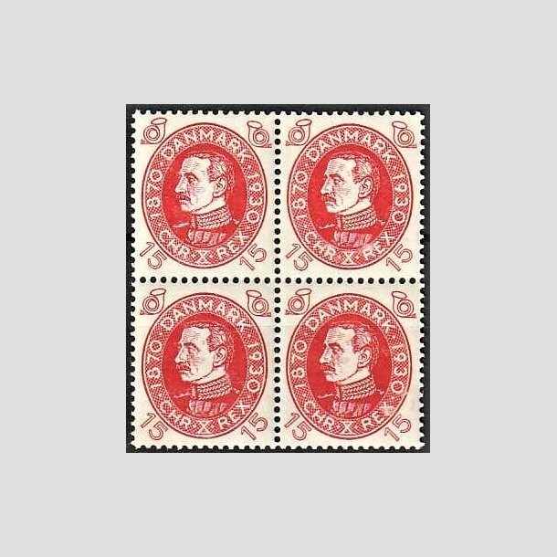 FRIMRKER DANMARK | 1930 - AFA 190 - Chr. X 60 r 15 re rd i 4-blok - Postfrisk