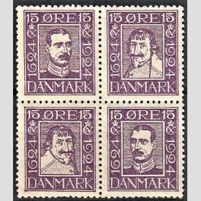 FRIMRKER DANMARK | 1924 - AFA 136-139 - Postjubilum 15 re violet i 4-blok - Postfrisk