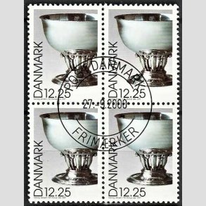 FRIMRKER DANMARK | 1997 - AFA 1163 - Dansk design - 12,25 Kr. Georg Jensen slvskl flerfarvet i 4-blok - Pragt Stemplet