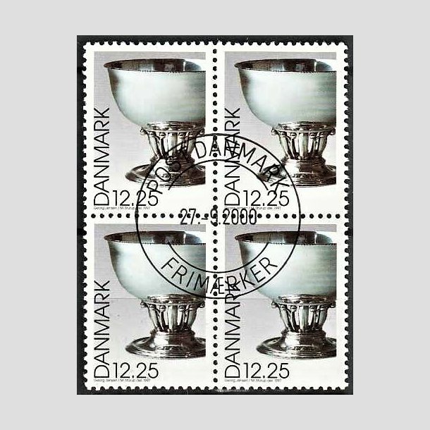 FRIMRKER DANMARK | 1997 - AFA 1163 - Dansk design - 12,25 Kr. Georg Jensen slvskl flerfarvet i 4-blok - Pragt Stemplet