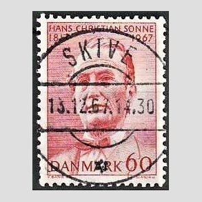 FRIM�RKER DANMARK | 1967 - AFA 466 - Chr. Sonne - 60 �re r�d - Pragt Stemplet