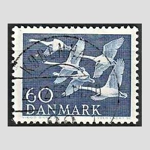 FRIM�RKER DANMARK | 1956 - AFA 368 - Nordens svaner - 60 �re bl� - Lux Stemplet