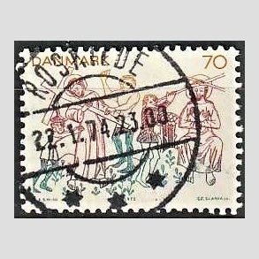 FRIM�RKER DANMARK | 1973 - AFA 555 - Kalkmalerier - 70 �re flerfarvet - Pragt Stemplet