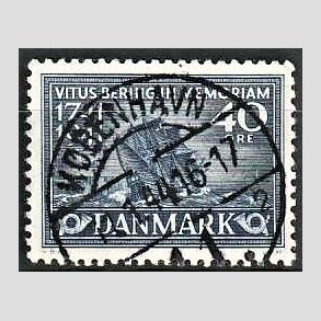 FRIM�RKER DANMARK | 1941 - AFA 272 - Vitus Bering 40 �re bl� - Lux Stemplet K�benhavn